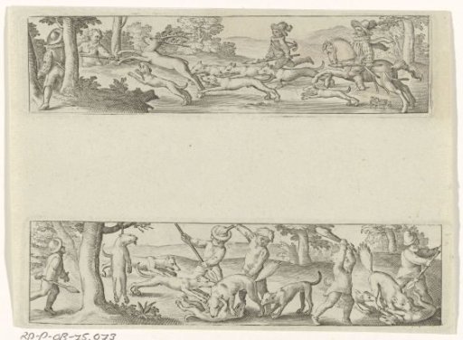 Landscape with a deer hunt / Landscape with a wolf hunt