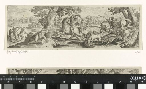 Landscape with a hunt for a fox