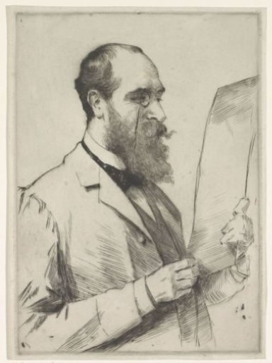 Portrait of a reading man with monocle