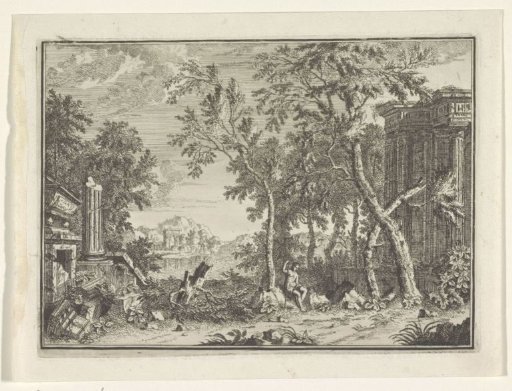 Ruined landscape with a seated man