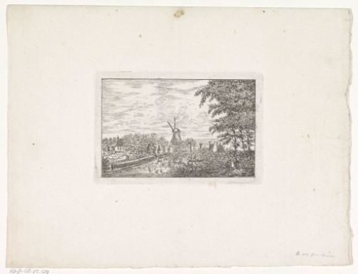 Landscape with water and a windmill