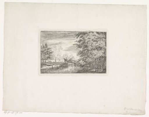 Landscape with horse and cart on a bridge