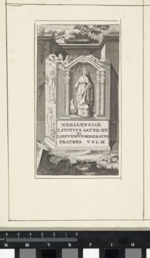 Altar of Nehalennia with standing Nehalennia and her dog