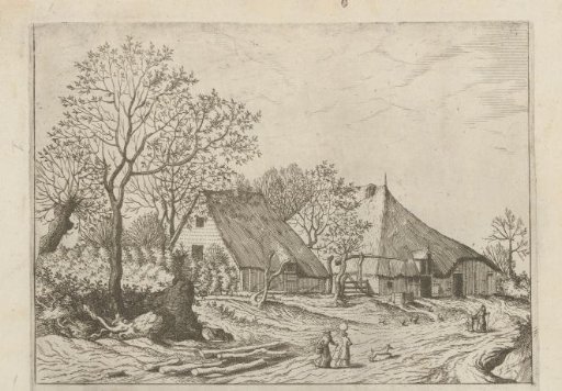 Farmhouse with barn and water well