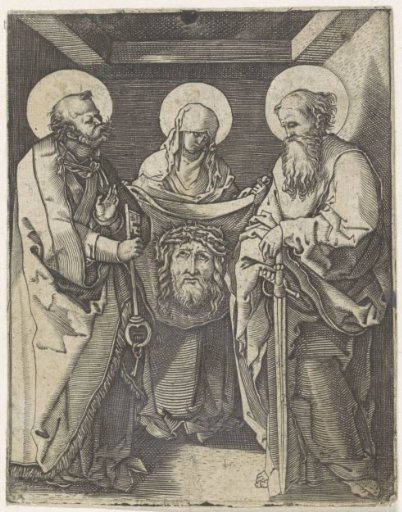 Saint Veronica with the Veil Standing Between Saints Peter and Paul