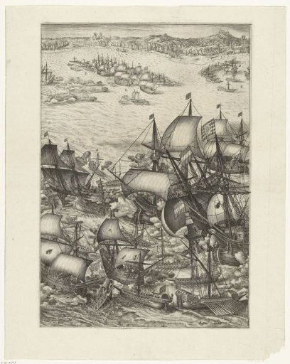 Victory over the Portuguese fleet off Bantam (center panel), 1601