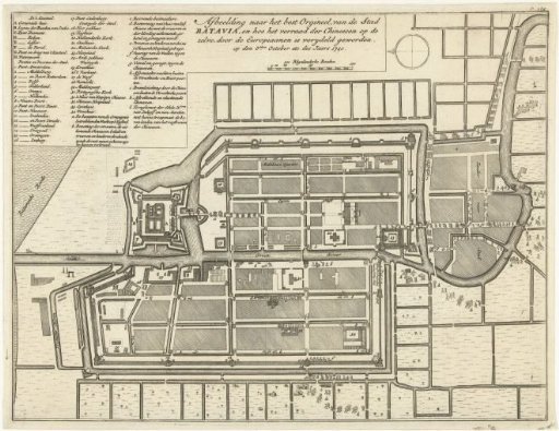 Map of Batavia with the murder of the Chinese, 1740