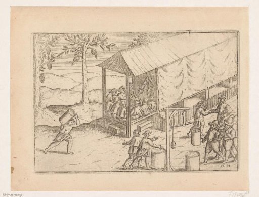 Lodging of Van Warwyck and Van Heemskerck on Bandaneira, 1599