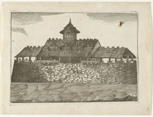 The fort on Ambon seen from the water, 1607