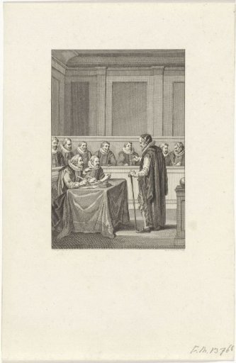 Johan van Oldenbarnevelt appears before his judges, 1619