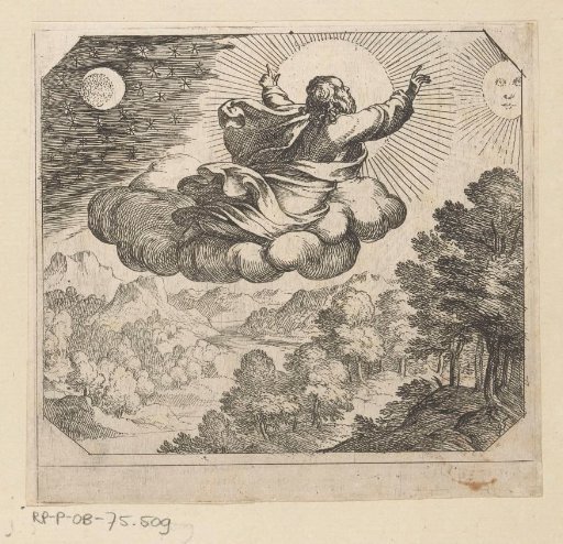 God schept de zon, de maan en de sterren