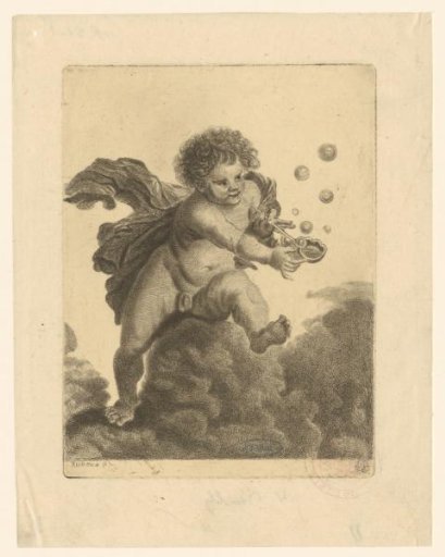 Blowing bubbles putto