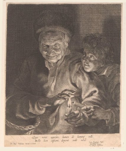 Old Woman and Boy with Candles