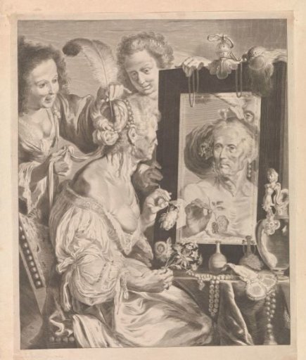 Old Woman Making Her Toilet Before a Mirror