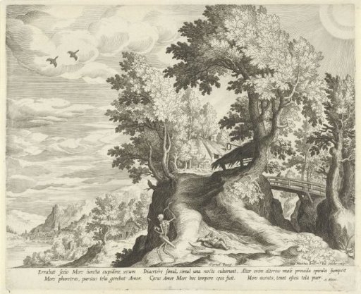 Landscape with the emblem on Death and Cupid