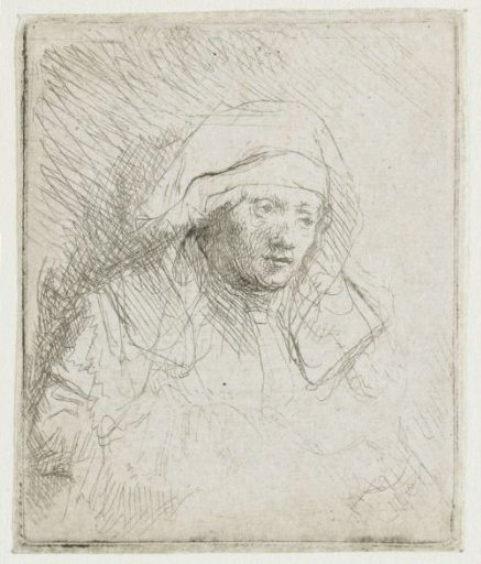 Sick woman with a large white headdress (Saskia)