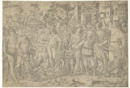 Triumphal Procession of a Roman Emperor with Soldiers and Captured Armor