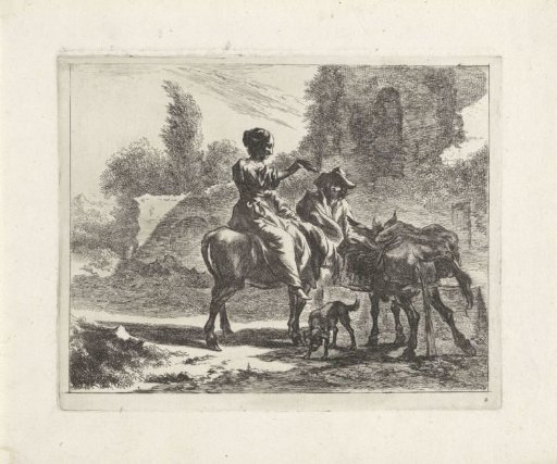 Shepherds and Donkeys at a Trough