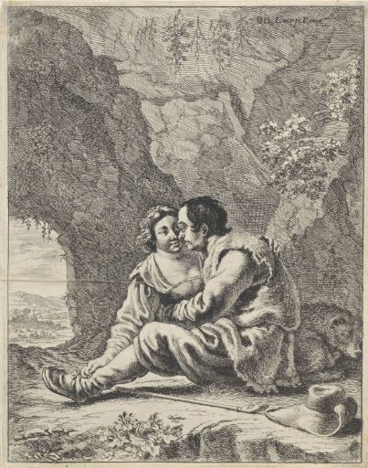 Man and Woman Embracing in a Cave