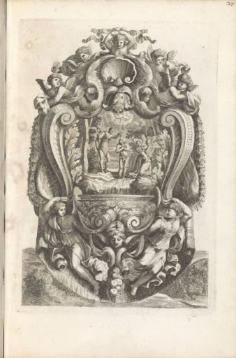 Holy water stoup with the Baptism of Christ