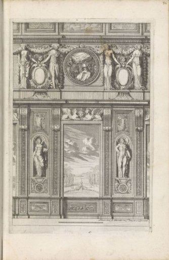 Wall paneling with two statues in niches
