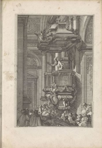 Preacher on a pulpit to the right