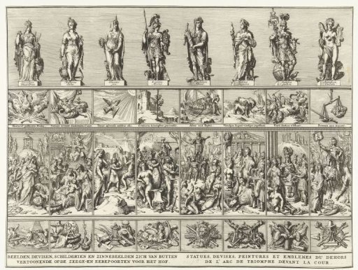Statues, Devices, Emblems and other Paintings on the Triumphal Arches for the Buitenhof, 1691