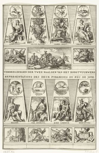 Displays on the fireworks platforms in the Hofvijver, 1691
