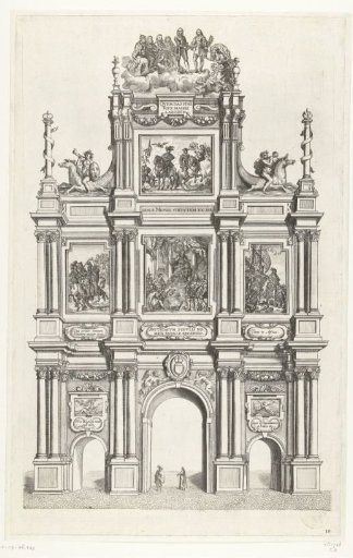 Front side of the triumphal arch Arcus Caroli on the Vrijdagmarkt, the entry of Ferdinand into Ghent in 1635 (no. 19)