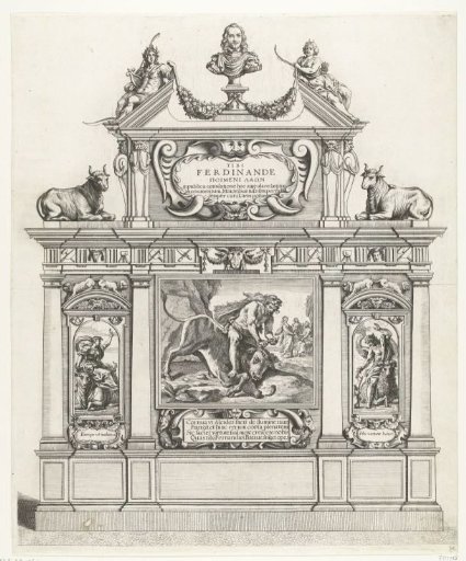 Triumphal arch with Hercules slaying a bull; the entry of Ferdinand into Ghent in 1635 (no. 36)