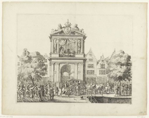 Arrival of the procession with Maria de' Medici at the triumphal arch at the Varkenssluis, 1638