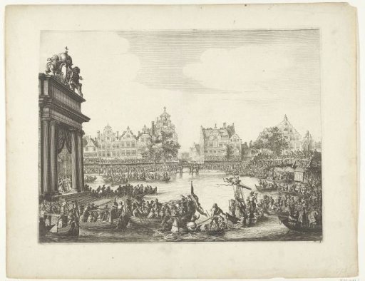 Arrival of Maria de' Medici at the floating theatre on the Rokin, 1638