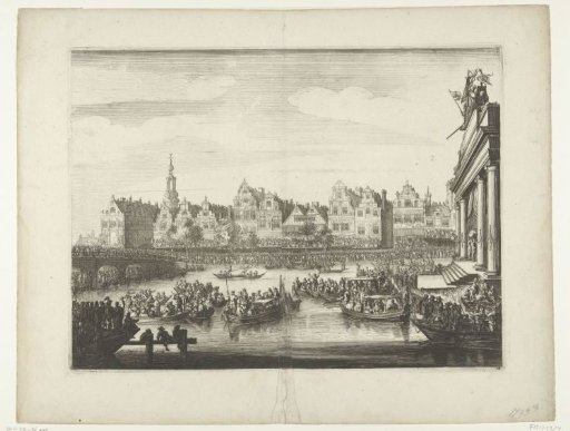 Boat play on the floating theatre on the Rokin, 1638