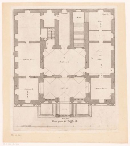 Plan of the ground floor of the Villa Giustiniani-Cambiaso in Genoa
