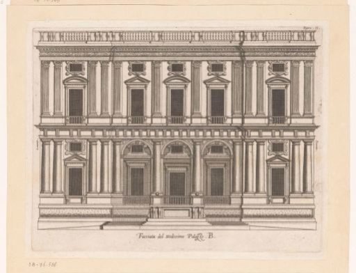 Elevation of the façade of the Villa Giustiniani-Cambiaso in Genoa