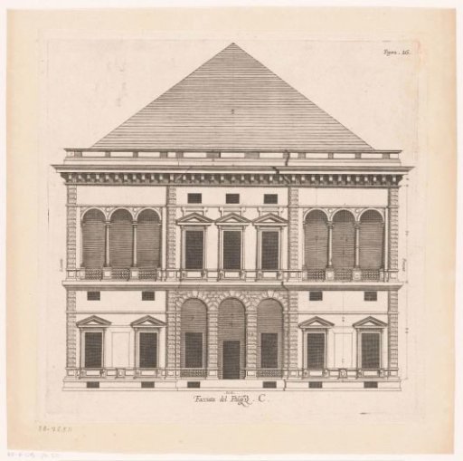 Elevation of the façade of the Villa Spinola di San Pietro in Genoa