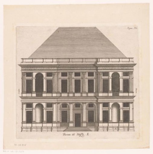 Elevation of the façade of the Villa Pallavicino delle Peschiere in Genoa