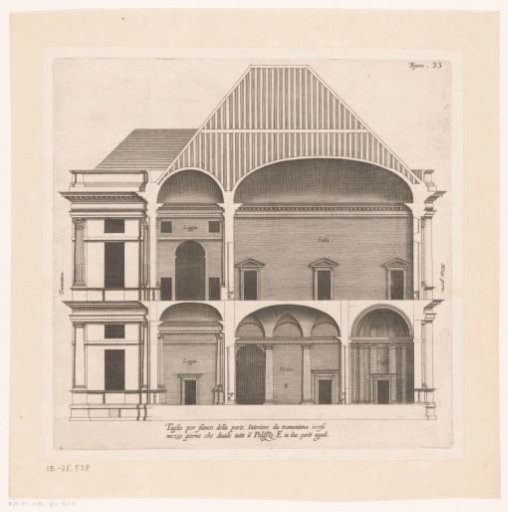 Longitudinal section of the Villa Pallavicino delle Peschiere in Genoa