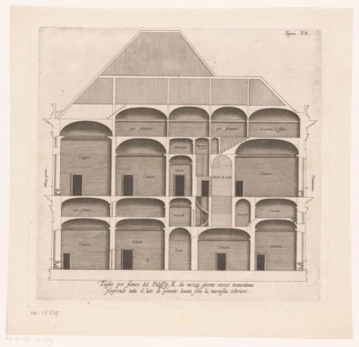 Longitudinal section of the Villa Pallavicino delle Peschiere in Genoa