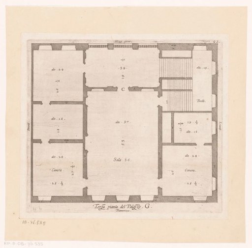 Ground plan of the second floor of the Palazzo Interiano Pallavicini in Genoa