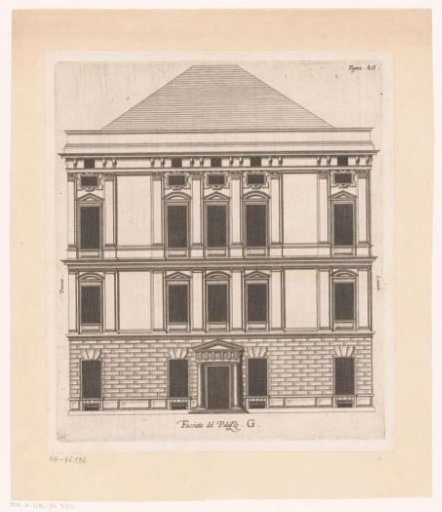 Elevation of the façade of the Palazzo Interiano Pallavicini in Genoa