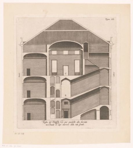 Cross-section of the Palazzo Interiano Pallavicini in Genoa