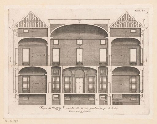 Cross-section of the Palazzo Rostan Raggio in Genoa