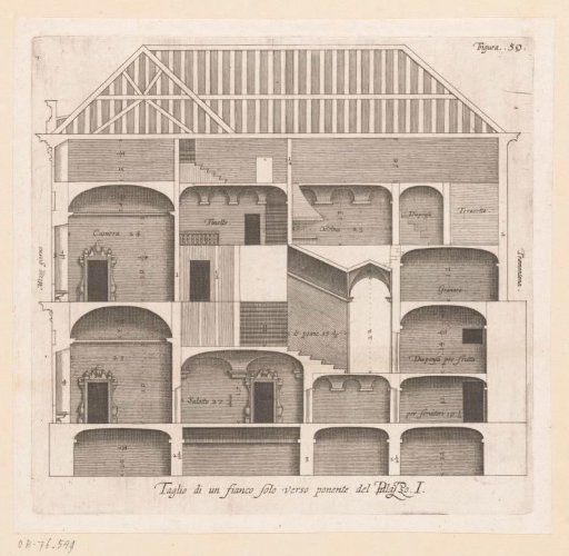 Longitudinal section of the Palazzo Rostan Raggio in Genoa