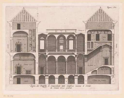 Cross-section of the Palazzo Rostan Raggio in Genoa