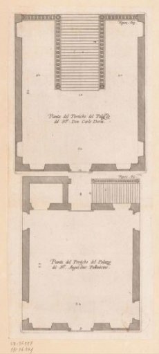Ground plans and elevations of the vestibules of the Palazzo Doria-Tursi and the Palazzo Cambiaso in Genoa