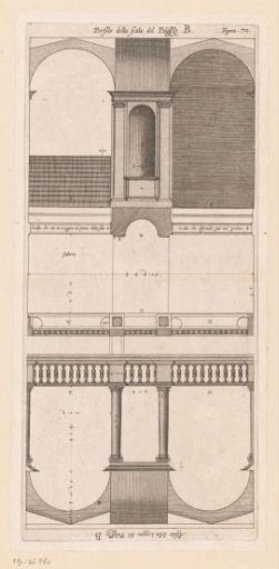 Elevation of the staircase and loggia of the Villa Giustiniani-Cambiaso in Genoa