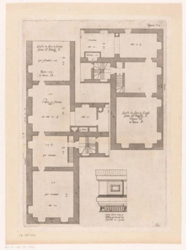 Ground plan of the entresol of the Palazzo Spinola and detail of the elevation of the façade of the Palazzo Doria-Tursi in Genoa