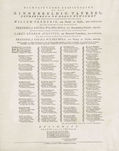 Explanation of the Emblematic Print Regarding the Marriages of the Son and Daughter of William V, 1790-1791