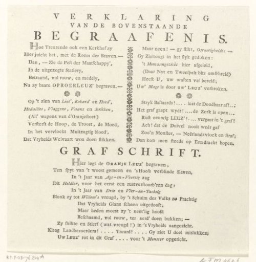 Explanation of the print: Burial of the Orange Slogan